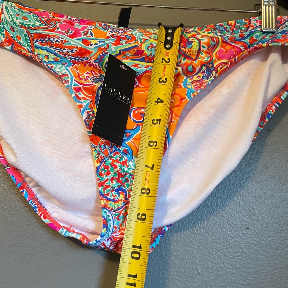 NWT Lauren Ralph Lauren 14 Womens Paisley Orange Women’s Bikini Swim Bottoms $60 - Picture 10 of 12